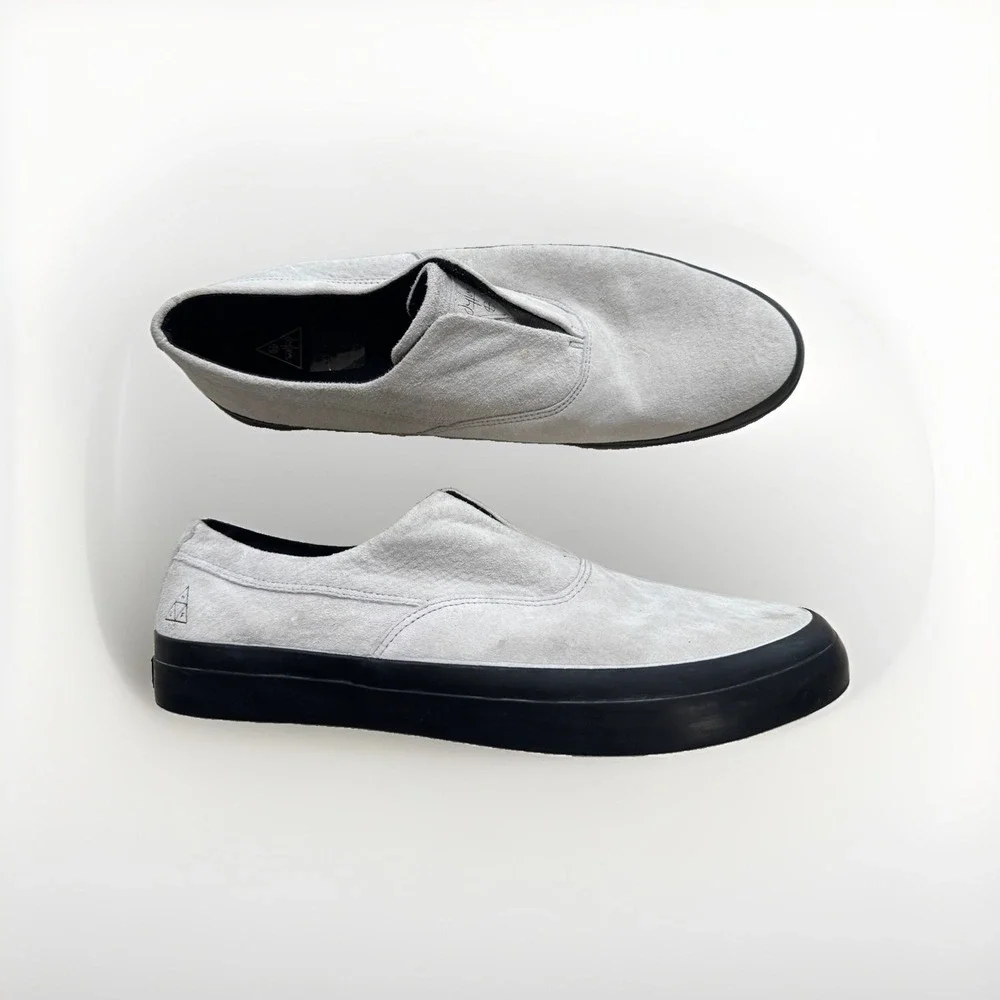 HUF Dylan Rieder Shoes Slip On Mens 12 Gray Skate Loafers Skateboarding